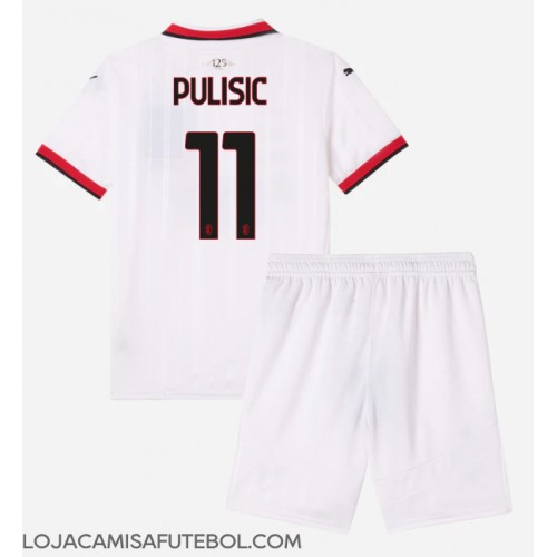 Camisa de Futebol AC Milan Christian Pulisic #11 Equipamento Secundário Infantil 2024-25 Manga Curta (+ Calças curtas)